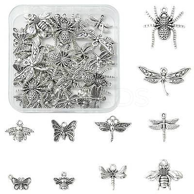 40Pcs 10 Styles Tibetan Style Alloy Pendants TIBEP-FS0001-45-1
