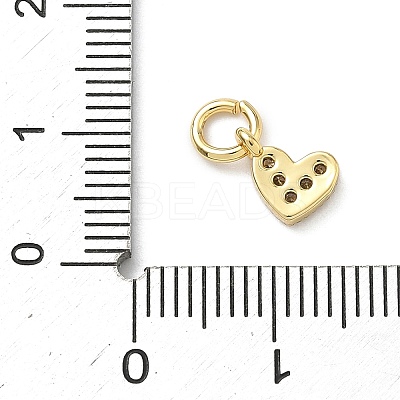 Brass Micro Pave Cubic Zirconia Heart Charms KK-C156-30G-1