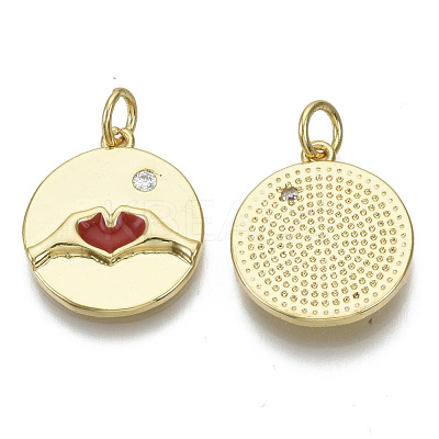 Brass Micro Pave Cubic Zirconia Pendants KK-S061-34B-G-NF-1