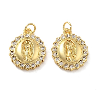 Brass Micro Pave Cubic Zirconia Pendants KK-C092-19A-G-1