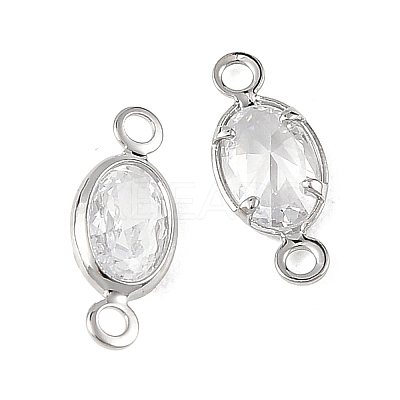 SHEGRACE Brass Pave Cubic Zirconia Oval Connector Charms XGRQ2O400-439A-P-1