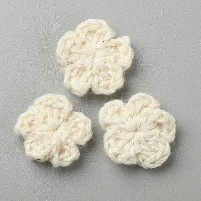 Peach Blossom Handmade Crochet Cotton Ornament Accessories AJEW-WH0326-53A-1