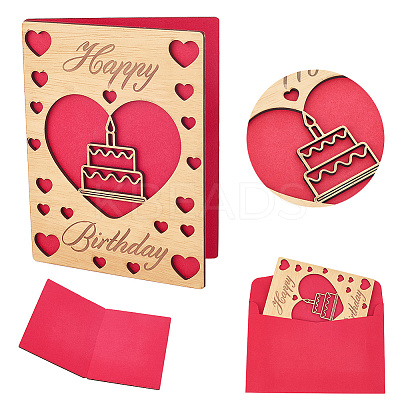 Birthday Wooden Greeting Cards DIY-CP0011-91E-1