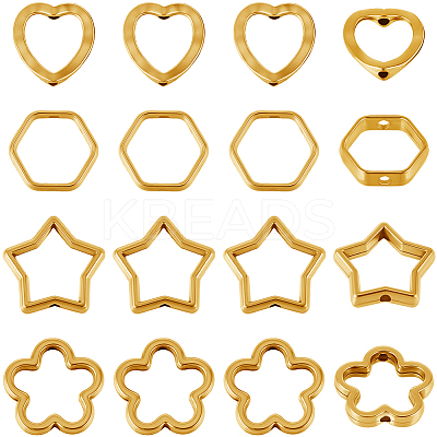 120Pcs 4 Styles Alloy Bead Frame FIND-SP0004-14-1
