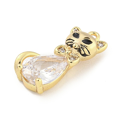Brass Micro Pave Clear Cubic Zirconia Glass Charms KK-S386-05G-1