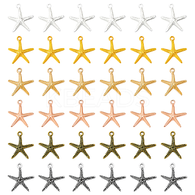 60Pcs 6 Colors Tibetan Style Alloy Pendants FIND-SC0016-86-1