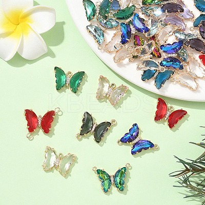 12Pcs Brass Pave Faceted Glass Connector Charms FIND-YW0007-50-1