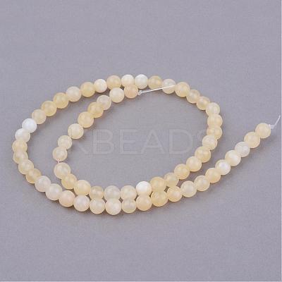 Natural Yellow Jade Beads Strands G-Q462-6mm-36-1