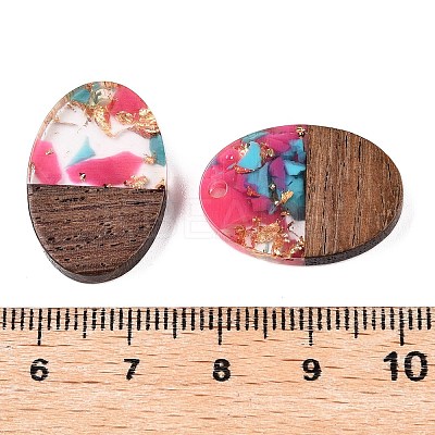 Transparent Resin and Walnut Wood Pendants RESI-T057-04K-1