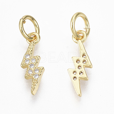 Brass Micro Pave Cubic Zirconia Charms ZIRC-R109-017G-NF-1