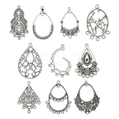 40Pcs 10 Styles Tibetan Style Retro Zinc Alloy Connector Charms FIND-CJ0003-60-1