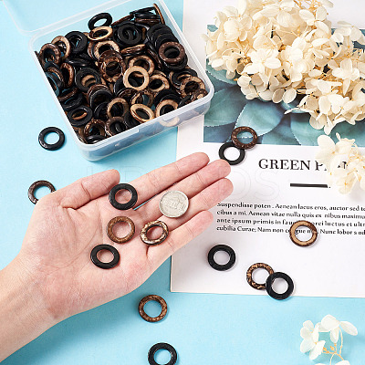 200Pcs 2 Colors Dyed Wood Jewelry Findings Coconut Linking Rings COCO-CD0001-01-1