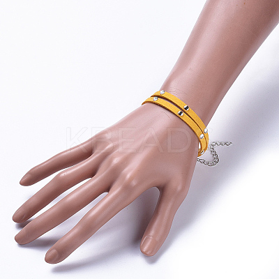 Faux Suede Cord Wrap Bracelets BJEW-JB04413-04-1