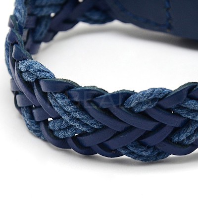 Trendy Unisex Casual Style Braided Hemp and Leather Wristband Bracelets BJEW-L268-M-1