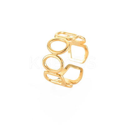 Ion Plating(IP) 304 Stainless Steel Open Geometry Wrap Cuff Ring for Women RJEW-S405-166G-1