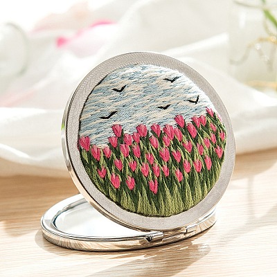 Tulip Pattern DIY Folding Mirror Embroidery Kit PW23031579143-1
