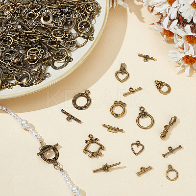 96Sets Tibetan Style Alloy Ring Toggle Clasps FIND-AR0005-76-1