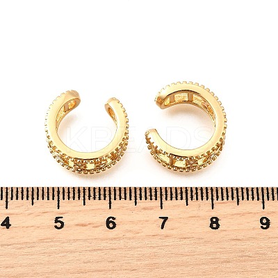 Brass Micro Pave Clear Cubic Zirconia Cuff Earrings EJEW-F370-10G-1