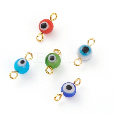 Handmade Evil Eye Lampwork Links Connectors PALLOY-JF00598-1
