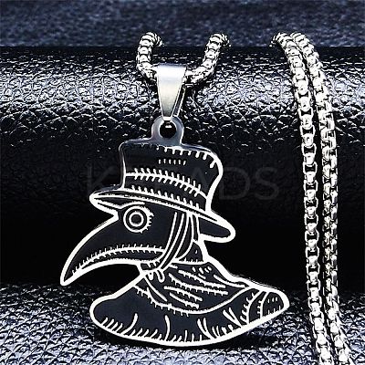 201 Stainless Steel Enamel Pendant Necklace NJEW-K253-17P-1
