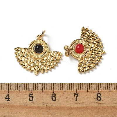 Ion Plating(IP) 304 Stainless Steel with Natural & Synthetic Gemstone Pendants STAS-G351-27G-1