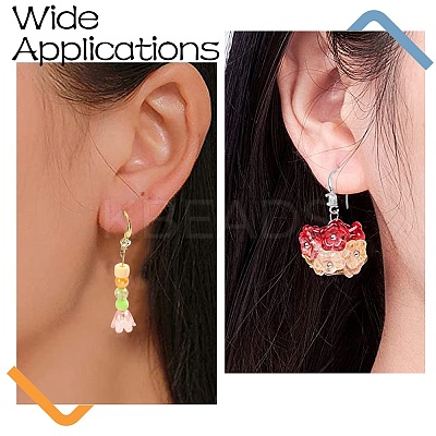 40Pcs 4 Colors Brass Micro Pave Clear Cubic Zirconia Hoop Earring Findings KK-CJ0003-97-1