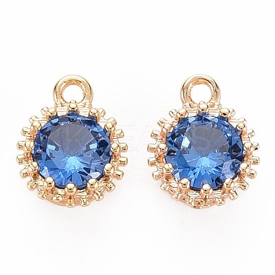 Brass Micro Pave Cubic Zirconia Charms KK-S356-772C-1
