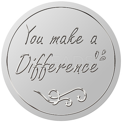 Round Plastic Silver Foil Embossed Picture Stickers DIY-WH20008-006-1