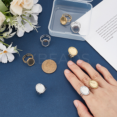 8Pcs 2 Colors 304 Stainless Steel Cuff Ring Findings FIND-ME0003-36-1