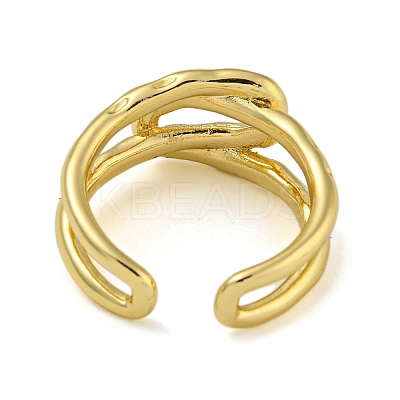 Oval Knot Brass Open Cuff Rings for Women RJEW-Z050-03G-1