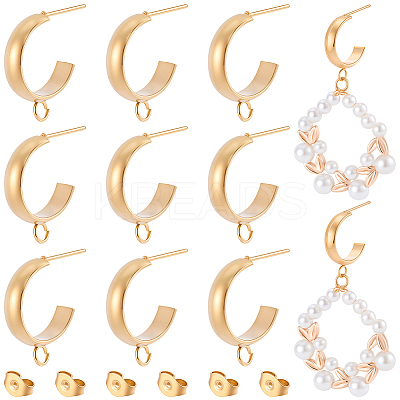 16Pcs 304 Stainless Steel Stud Earring Findings STAS-BBC0010-20D-1
