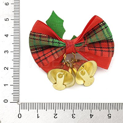 Cloth & Iron Christmas Bowknot Bell Hanging Ornaments HJEW-S004-01D-1