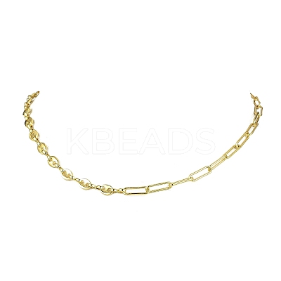 Brass Paperclip Chain Coffee Bean Chain Necklaces NJEW-JN05578-1