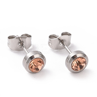 Rhinestone Column Stud Earrings EJEW-H357-04P-03-1