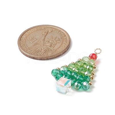 Christmas Theme Glass Seed Beads Pendants PALLOY-TA00025-1