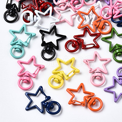 Spray Painted Eco-Friendly Alloy Swivel Snap Hooks Clasps X-PALLOY-T080-14-NR-1