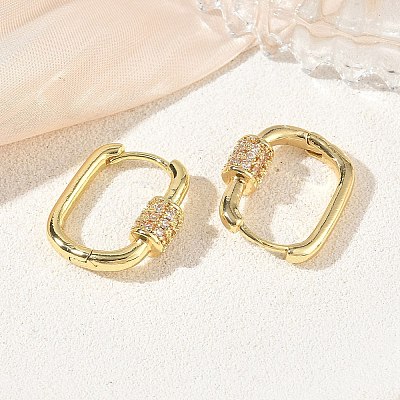 Brass Micro Pave Cubic Zirconia Hoop Earrings KK-CBA98BA-16G-1