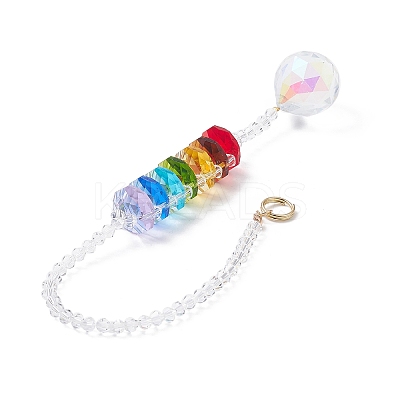 Glass Teardrop Pendant Decorations HJEW-TA00019-1