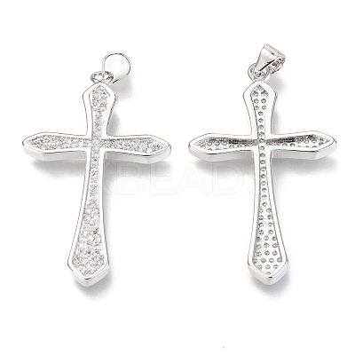 Brass Micro Pave Clear Cubic Zirconia Pendants ZIRC-O038-08P-1