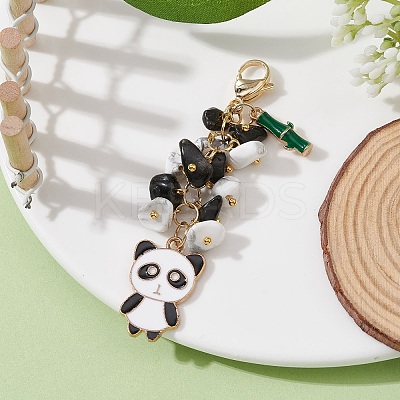Panda Alloy Enamel Pendant Decorations HJEW-JM01275-04-1
