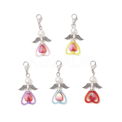 ABS Plastic Imitation Pearl & Transparent Acrylic Pendants Decorations HJEW-JM03603-03-1