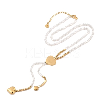Imitation Pearl & Synthesis Shell Beaded Necklaces NJEW-A032-06G-04-1