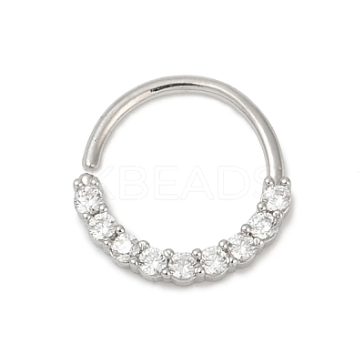 316L Surgical Stainless Steel Micro Pave Clear Cubic Zirconia Hoop Nose Rings WGE451E-05-1