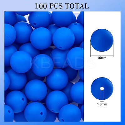 100Pcs Silicone Beads Round Rubber Bead 15MM Loose Spacer Beads for DIY Supplies Jewelry Keychain Making JX471A-1