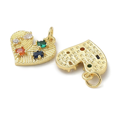 Rack Plating Brass Micro Pave Cubic Zirconia Pendants KK-K392-28G-1