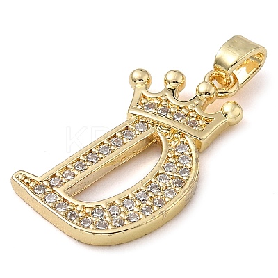 Rack Plating Brass Micro Pave Cubic Zirconia Pendants KK-D535-01D-RS-1