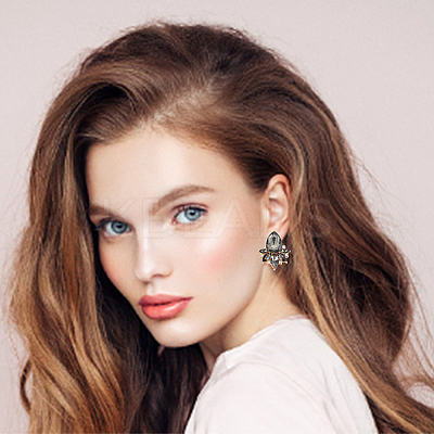 4 Pairs 4 Colors Rhinestone Teardrop Stud Earrings EJEW-AN0002-28-1