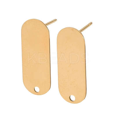 316 Stainless Steel Oval Stud Earring Findings STAS-D389-02G-1