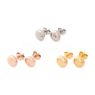 6 Pairs 304 Stainless Steel Flat Round Stud Earrings for Women EJEW-A067-20-1