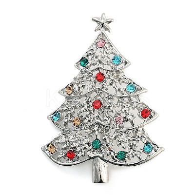 Christmas Theme Alloy Colorful Rhinestone Brooches JEWB-S022-02C-P-1